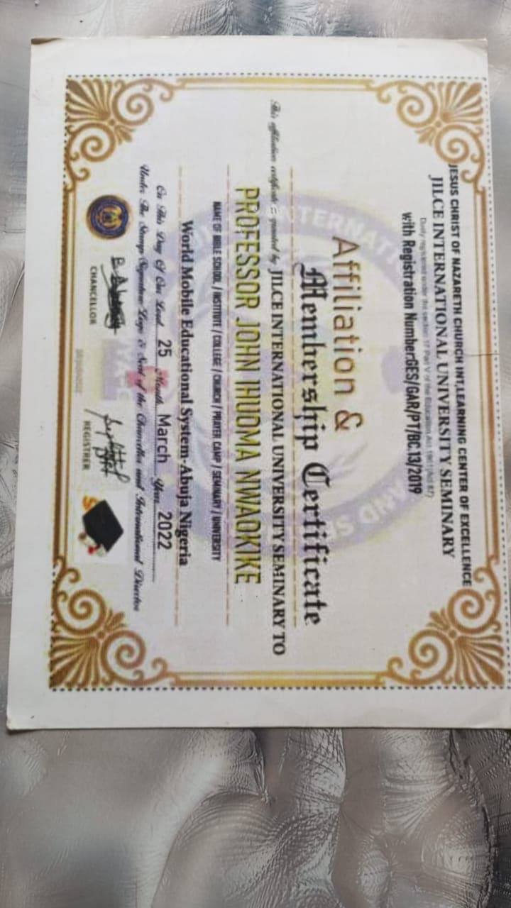 Jesus Christ of Nazareth Church Interlearning Center of Excellence / JILCE International University Seminary